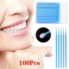 100Pcs Dental Swabs Disposable Applicator Brush Stick 2.5mm blue in USA