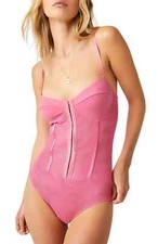 Free People x Intimately FP Night Rhythm Corset Bodysuit Pink Combo Med NWT 58