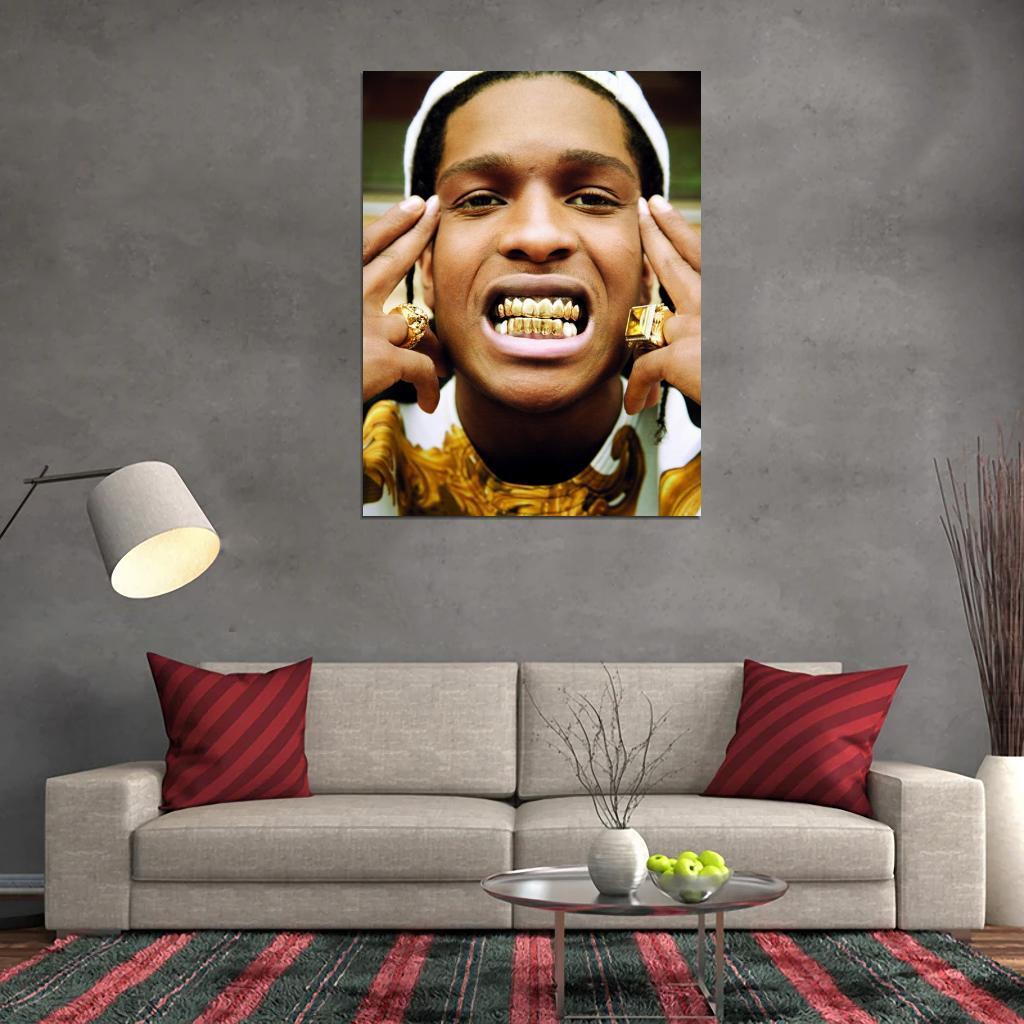 V2753 A$AP ASAP Rocky Portrait Teeth Rap Hip-Hop Rapper Decor WALL