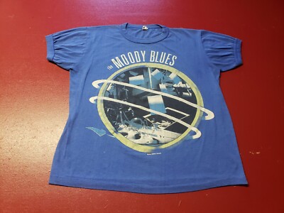 Vintage The Moody Blues T-Shirt Blu M 1986 Mapleland Tag Made In Canada