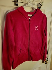 The Children's Place Pink Fleece Hooded Zip Up Jacket Size 14 "r" Embroidered