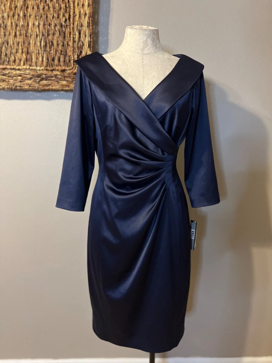 Tahari navy cheap blue dress
