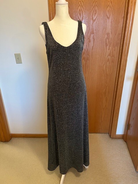 Molly Malloy Evening Black Sparkling Dress sleeveless dramatic back  treatment