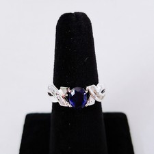 New 925 simulated Silver Blue Sapphire Oval Wedding Engagement Ring R1208 Sz 9