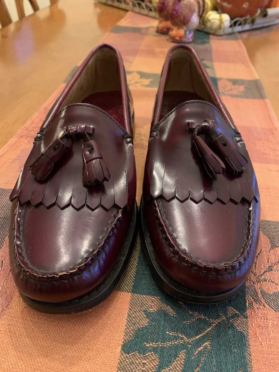 GH Bass Weejuns Mens Burgundy Leather Kiltie Tassel Loafers 8.5D Made in USA GH Bass Weejuns Leather Loafers Men 8.5D Wine Burgundy  main image 2