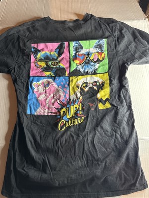 American Fido Patriotic Puppy Dog Pup Culture Pac Man Marilyn MonroeT Shirt Sz M