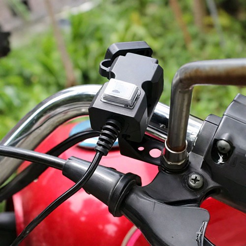 Dual Port USB 12V Cell Phone Charger Motorcycle Handlebar Accessories Universal - Foto 7 di 9