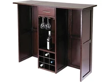 Winsome Newport Expandable Counter Wine Solid Wood Home Bar in Antique Walnut