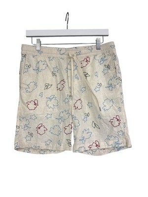 Corridor New York Beige Floral Print Linen & Cotton Blend Shorts Men's S