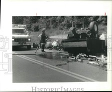 1990 Press Photo Fireman at Truck Accident in Freeville New York - sya11331