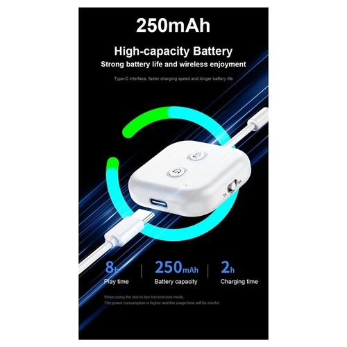 Adaptateur Audio Bluetooth 5.3 Portable HIFI Stéréo avec Microphone 2 en 1 2477 - Afbeelding 5 van 10