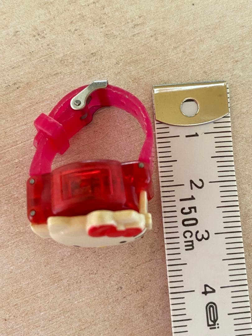 希少　1999年製 レトロ　ハローキティ キティ　ダイカット リングウォッチ Rare Hello Kitty Ring Watch Adjustable Size Quartz Japan Junk Cute