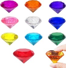 XWCHASA 40mm Gemstones for Kids, 10Pcs Multicolored Acrylic Diamond Gems, Large