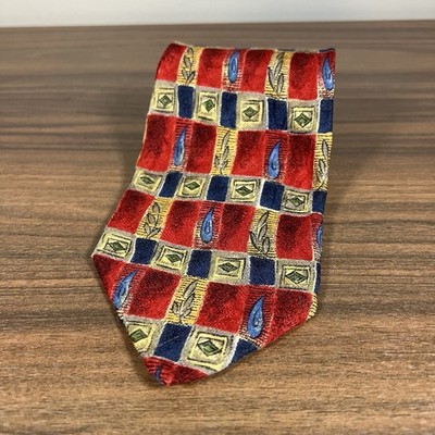 Robert Talbott Studio Nordstrom Silk Tie Mens Red Blue Geometric Paisley Italy