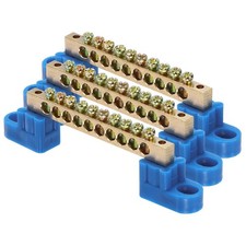 3 Pcs Terminal Ground Bar, 10 Positions Terminal Bus Bar, 6x9mm, Blue