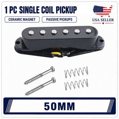 1Pc Black 50mm Ceramic Single Coil Pickup for ST Style Electric Guitar