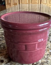 Longaberger Pottery Paprika Woven Traditions 1 Pint Salt Crock & Lid Made in USA