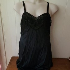 Vintage 70s Wonder Maid Lacy Black Antron Nylon Full Slip Style 2910 38 bust
