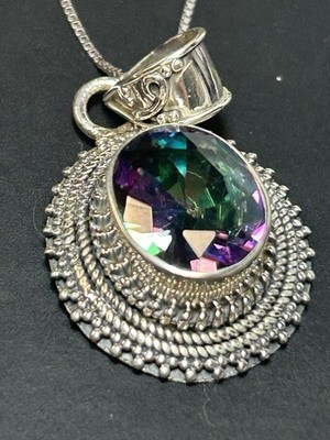 Sterling Silver Mystic Topaz Jewelry Set Ring Size 7