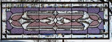 Stained Glass Transom window HANGING PANEL 34 1/2 X 12 3/4 incl hooks