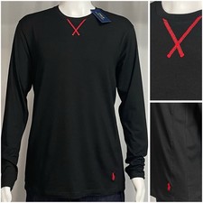 Polo Ralph Lauren Medium Black Red Stitch Cotton Blend Longsleeve Shirt New NWT