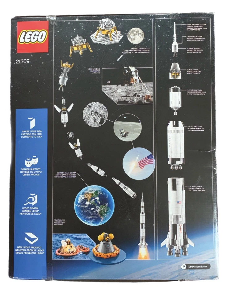 LEGO Ideas NASA Apollo Saturn V 21309 New Sealed Box Retired Set - Image 2 of 4
