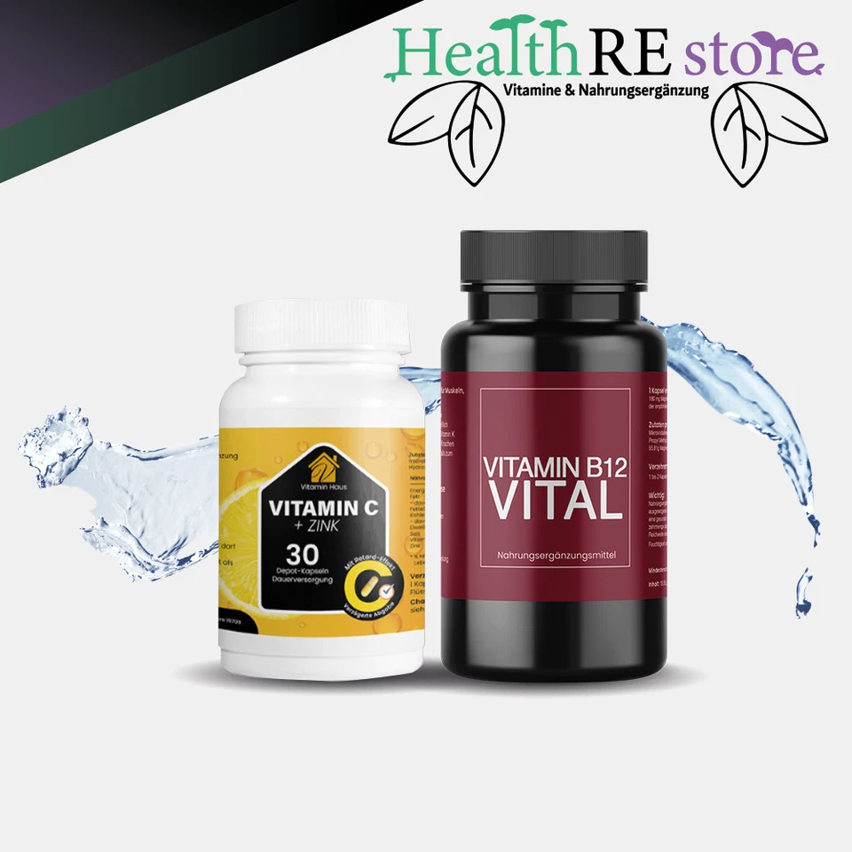 Vitamin C + B12 - Hochdosiert – Immunsystem, Energie & Nervensystem – 90 Kapseln - Bild 1 von 4