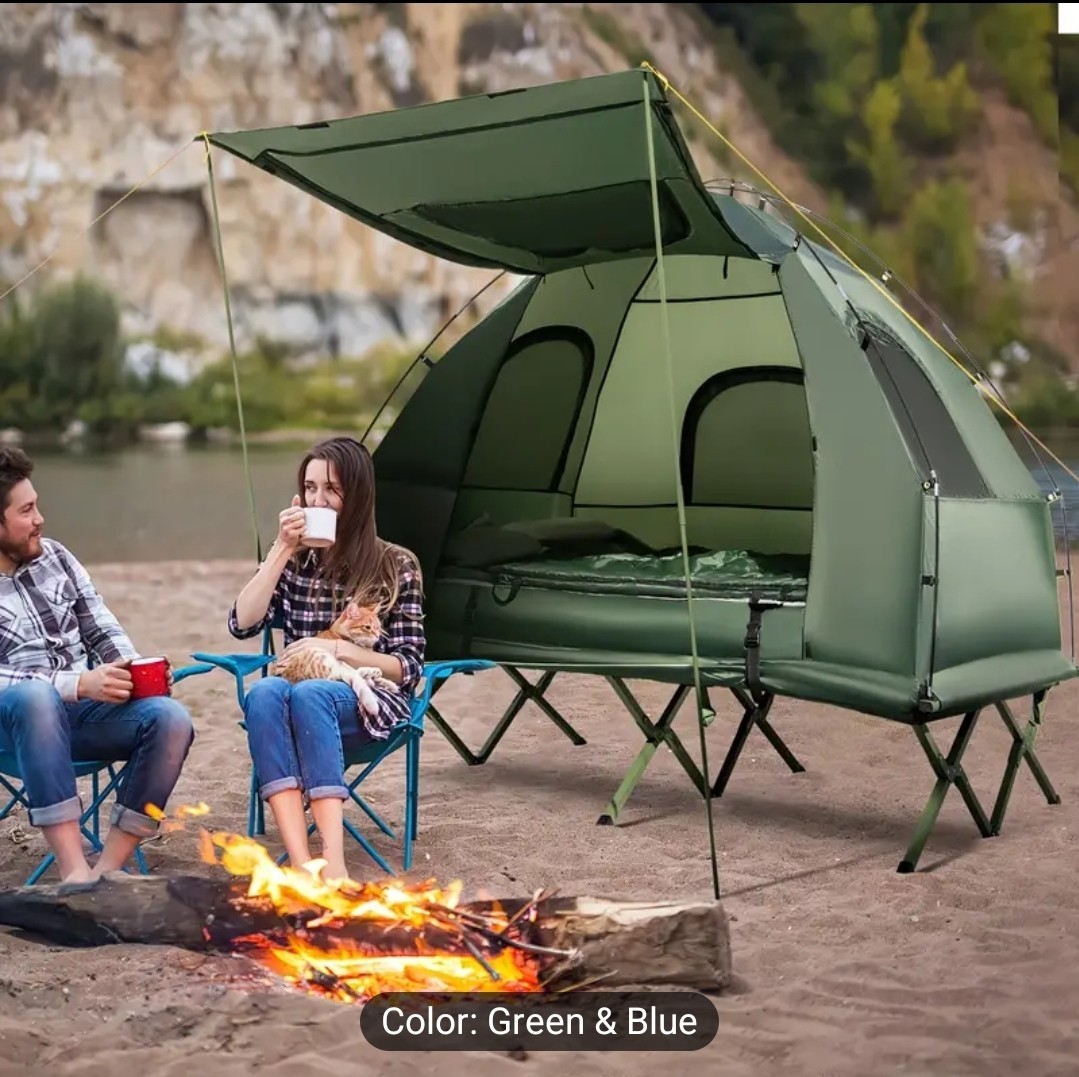 2-Person Bivvy Tent Cot Folding Camp Tent Outdoor Hiking Bed Air