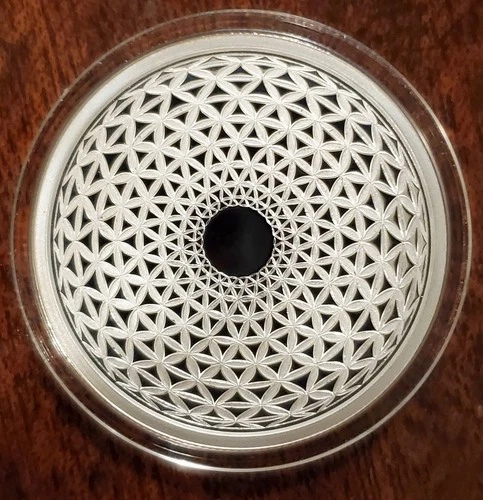 2021 Silver Shield Torus Flower of Life Proof Round Sacred Geometry 10