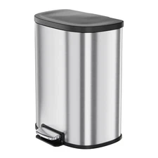D Shape Kitchen Trash Can 50L/13.2 Gal,Smudge Resistant Step-On Garbage Can w...