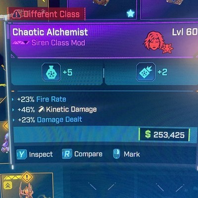 Borderlands 4 LVL 60 VEX CHAOTIC ALCHEMIST CLASS MOD GOOD STATS All PLATFORM