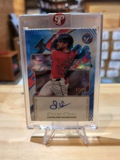 2025 Topps Pristine Steven Kwan Encased On Card Auto Blue /75 Guardians JOE