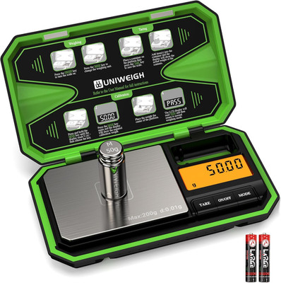 Digital Pocket Scale 200g/0.01g 50g Cal Weight Fluorescent Green Backlit Display