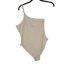 NWT Topshop Women's S 4-6 White Solid One Sided Pullover One Piece Bodysuit