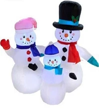4' LED SNOWMAN FAMILY CHRISTMAS INFLATABLE OR WINTER INFLATABLE BY GEMMY