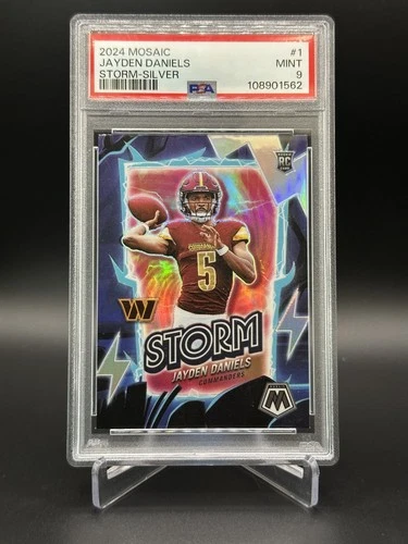 2024 Mosaic - Jayden Daniels (RC) - Storm Silver Prizm #1 - PSA 9