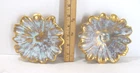 2 Stangl Pottery Flower Trinket Dishes Antique Gold Mint Green 5.5"  Collectible