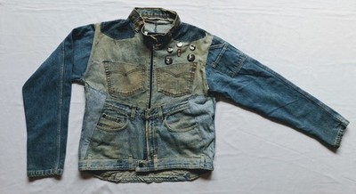 Misfits Mens Hand Painted Denim Patchwork Battle Jacket Size M | eBay