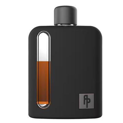 Sleek Glass Hip Flask (3.4 Oz. )-Black Silicone-Covered Flask for Liquor with Co