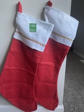 Pair of Large Christmas Stockings Red and White 2 Ft 7 In Lengh Long