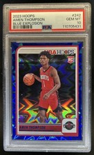 2023-24 Panini Hoops Amen Thompson RC Blue Explosion Rookie #/59 Rockets PSA 10