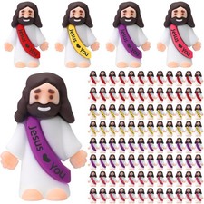 100 Pcs Little Jesus Figures Jesus Loves You Original Design Rubber Pocket To...