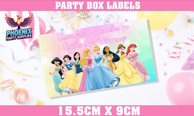PERSONALISIERTE PRINZESSIN PARTY BOX AUFKLEBER ETIKETTEN GEBURTSTAG GESCHENK