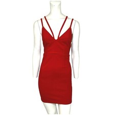 Alythea Strappy V-neck Bodycon Mini Dress Red Size Large NWT