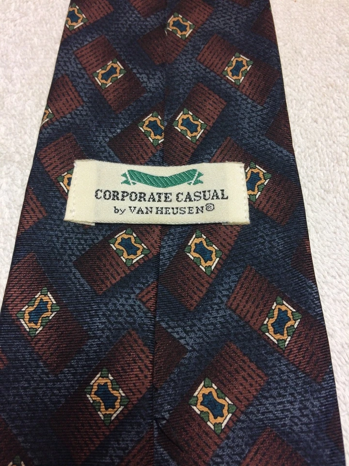 范海森男式领带蓝色棕色和绿色 3.75 X 59 — 第 4/4 张图片