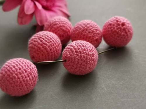 Large handmade cotton crochet beads 20mm pack of 2 - 10 colours - Picture 4 of 11