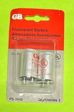 GARDNER BENDER FS-3040 / FS-4 30, 40 WATT FLUORESCENT STARTERS 2-PACK