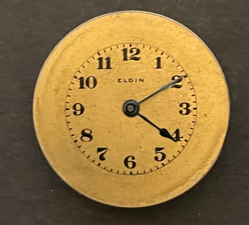 Antique 1918 Elgin Grade 447 Watch Movement Parts Gold Dial Hands 10/0s 7j USA