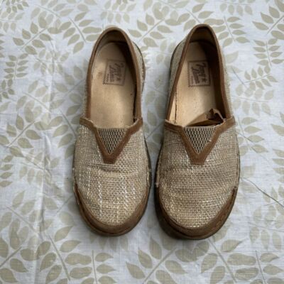 Tony Lama Cork-Trim Renata Beige Canvas Loafer Slip On Women's Size 8.5 TLC105L