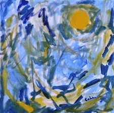 Original Abstract Oil on Canvas Titled "Studio Sunset" - 12" x 12" Signed CohAn